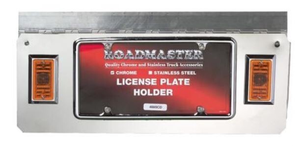 Chrome Hinge Mount License Plate Holder (Single) w/Frame & Amber Lights