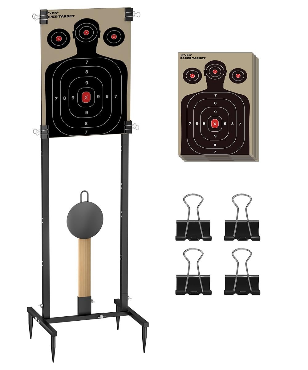 Balie Space 2-In-1 Shooting Target Stand Holder 10Pcs 17X25 Inch Paper Targets