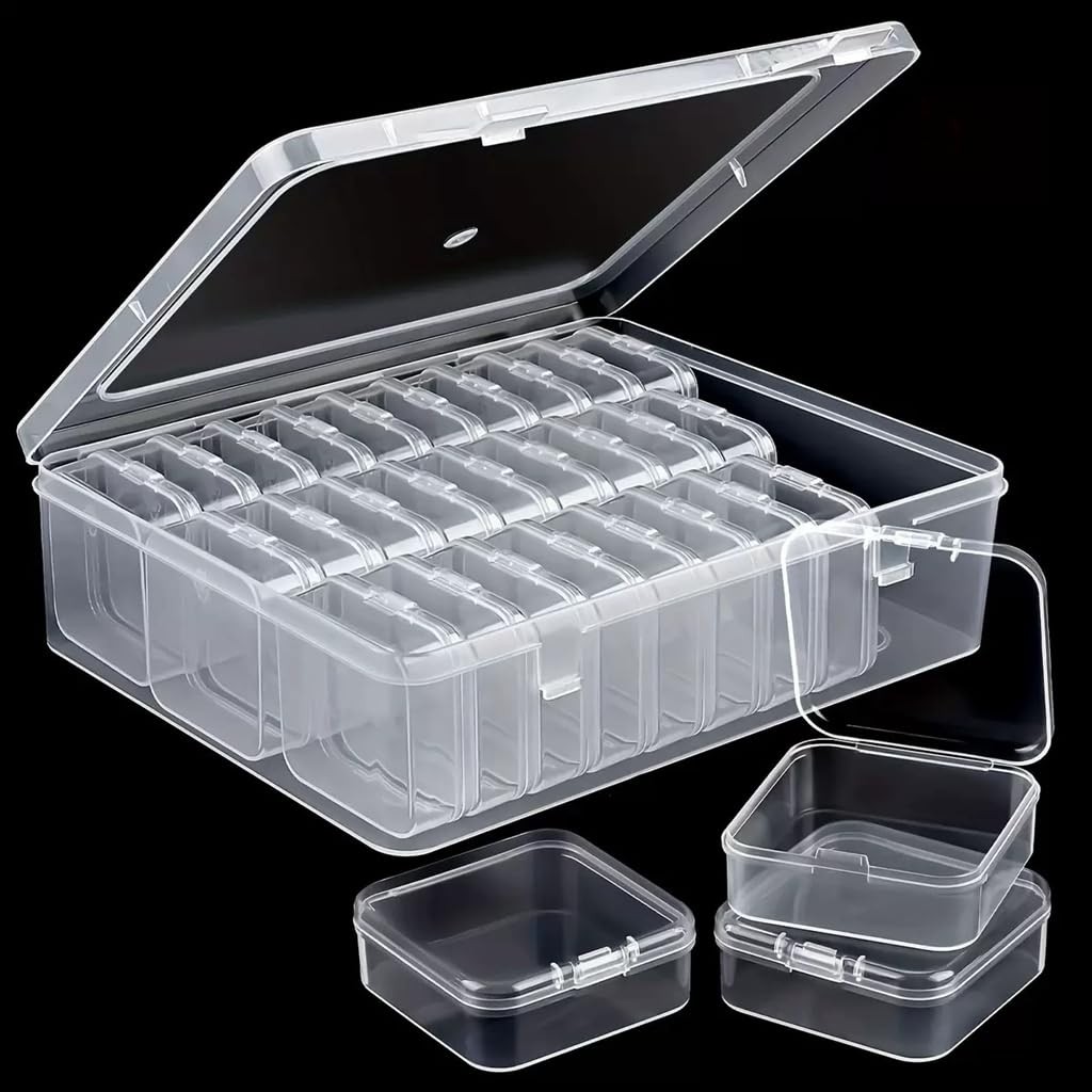 Moritic 30Pcs Bead Organizer, Clear Plastic 1.96x1.96x0.79in, White/Gold