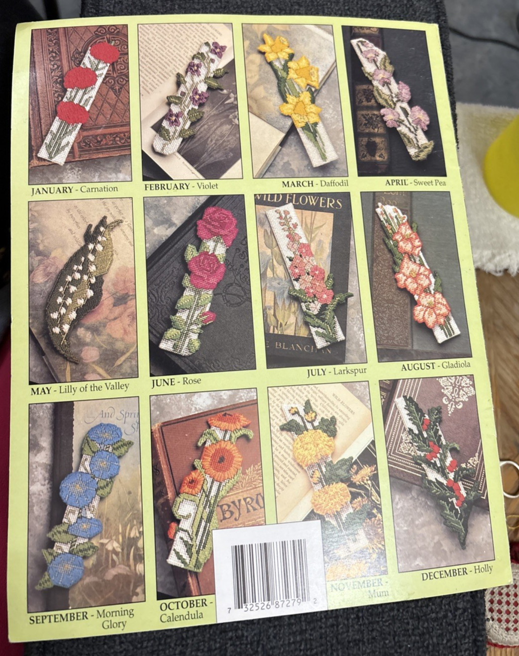 Vtg Rare Annie's Attic Birthday Flower Bookmarks Needlepoint Pattern '92 Bk87B79