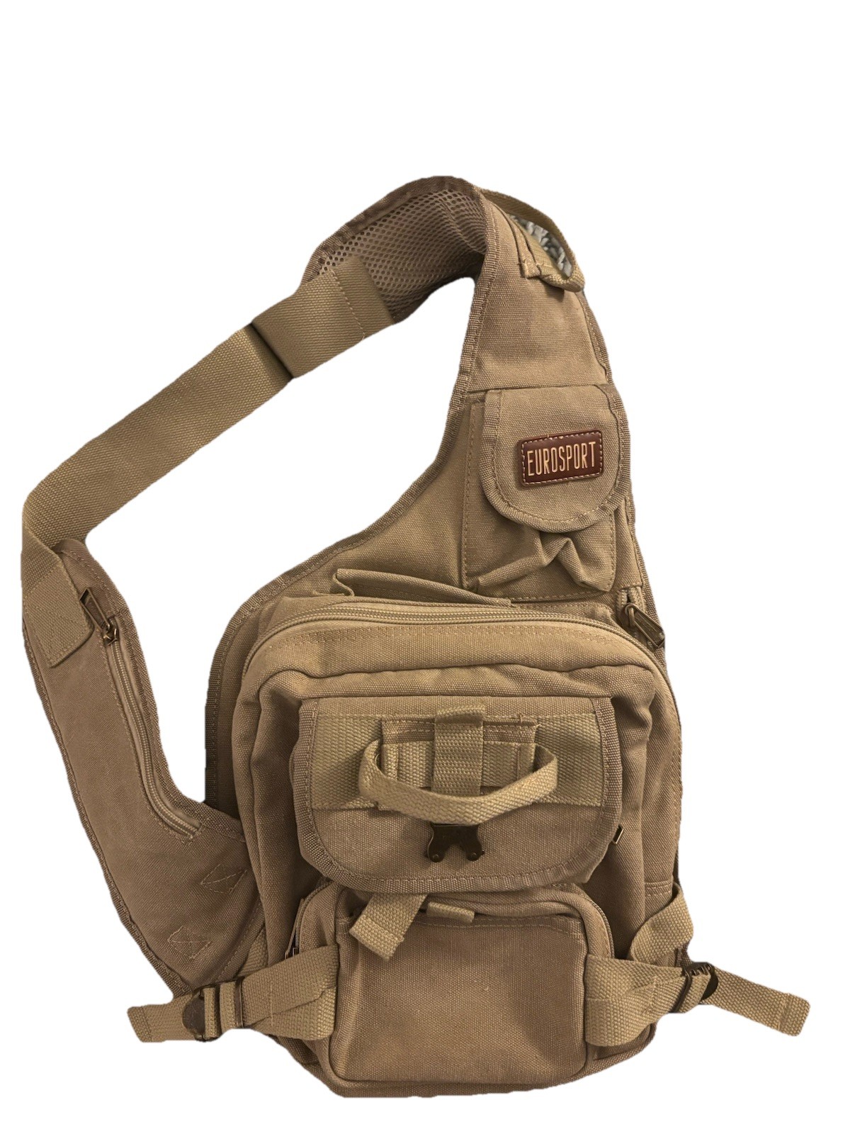 Eurosport Canvas Urban Sling Crossbody Backpack Bag Khaki