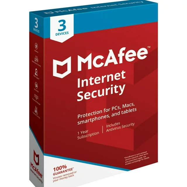 Factory-Sealed US Retail Box McAfee Internet Security 3 Devices