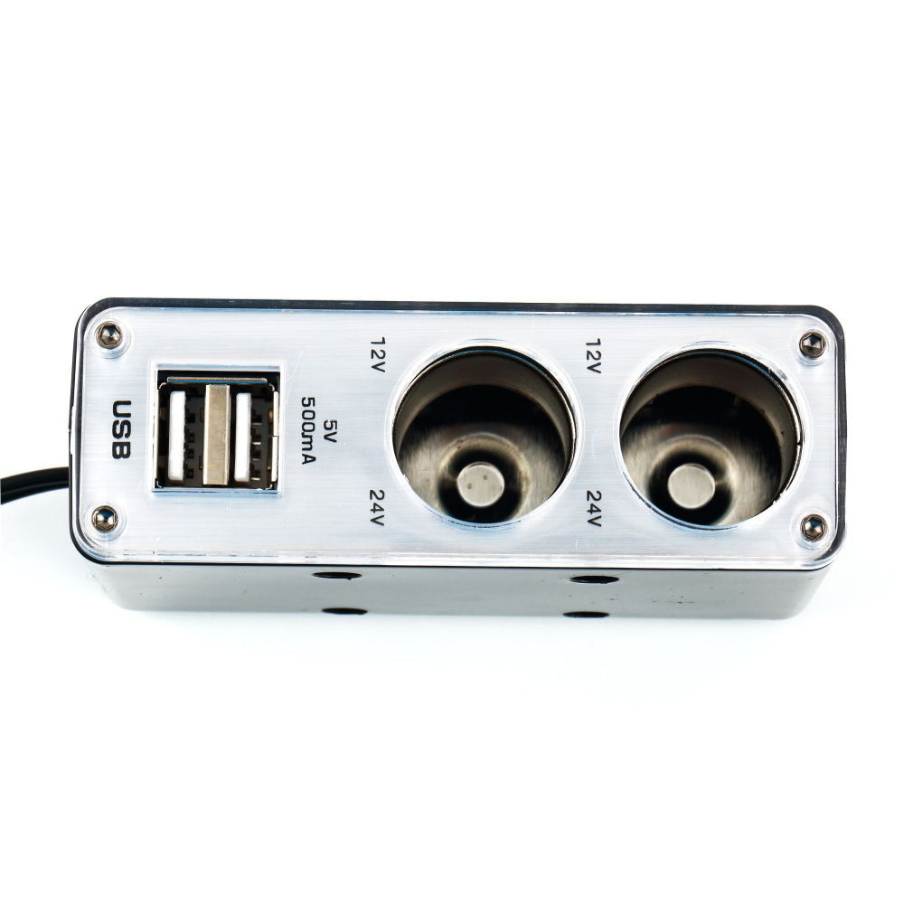 2 Ways Car Cigarette Lighter Socket 12V Dual USB Charger Splitter Power Adapter