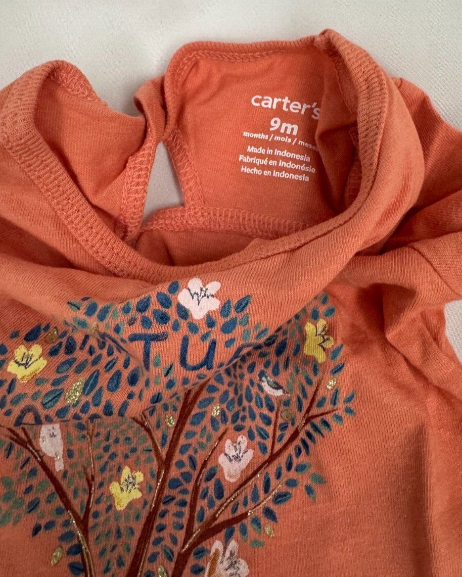 Carter's Girls Nature is Magical Orange Long-sleeve T-Shirt, 9 months, NWT