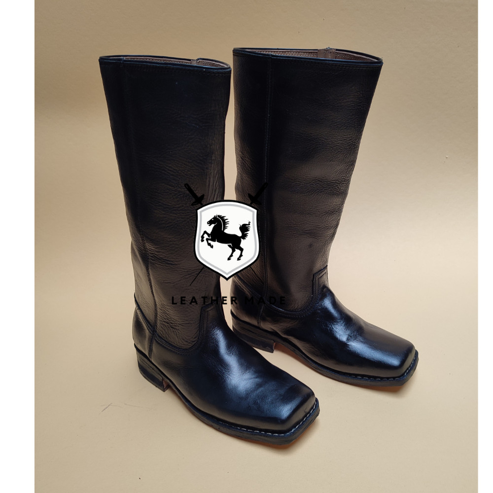 Handmade Cavalry Boots US Sizes 5-15 Black high Quality Leather Stovepipe boots