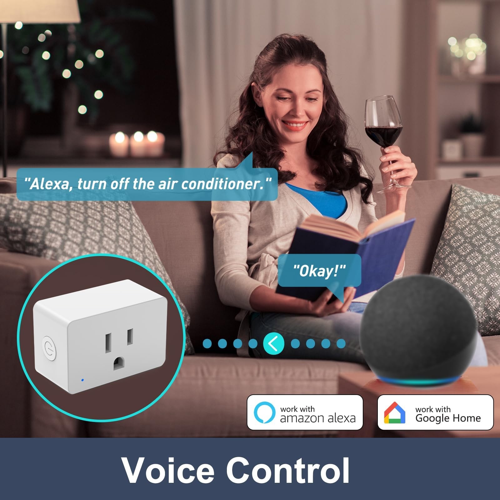 4 Pack WiFi Smart Plug, Compatible with Alexa & Google Home, Timer Socket