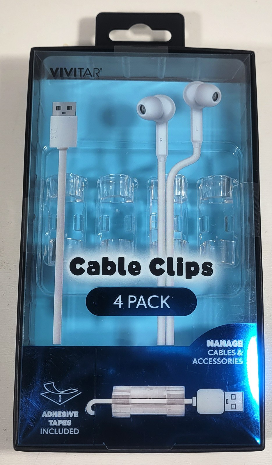 Viitar Cable Clips 4-Pack - Clear / Manage Cables & Accessories