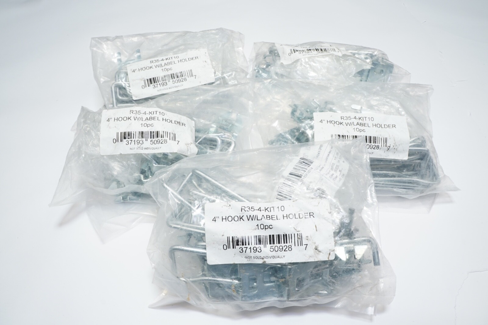 New Lot of 50 R35-4-KIT10 4" Hook with Label Holder Ships FREE