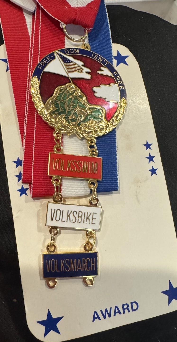 WOUNDED WARRIOR FREEDOM ISN'T FREE FLAG EAGLE Necklace Medal award VOLKSMARCH