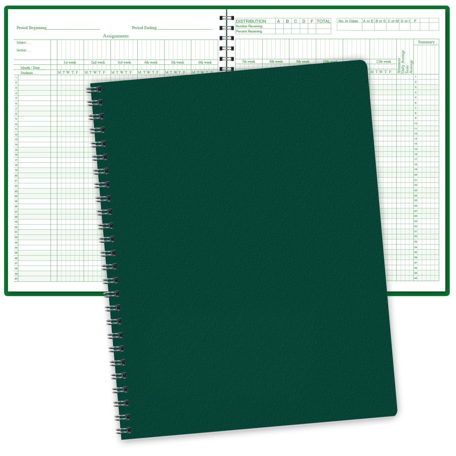 Teacher Record Book, 40 Names, 12 Weeks, Multicolor Organizer, Multicolor