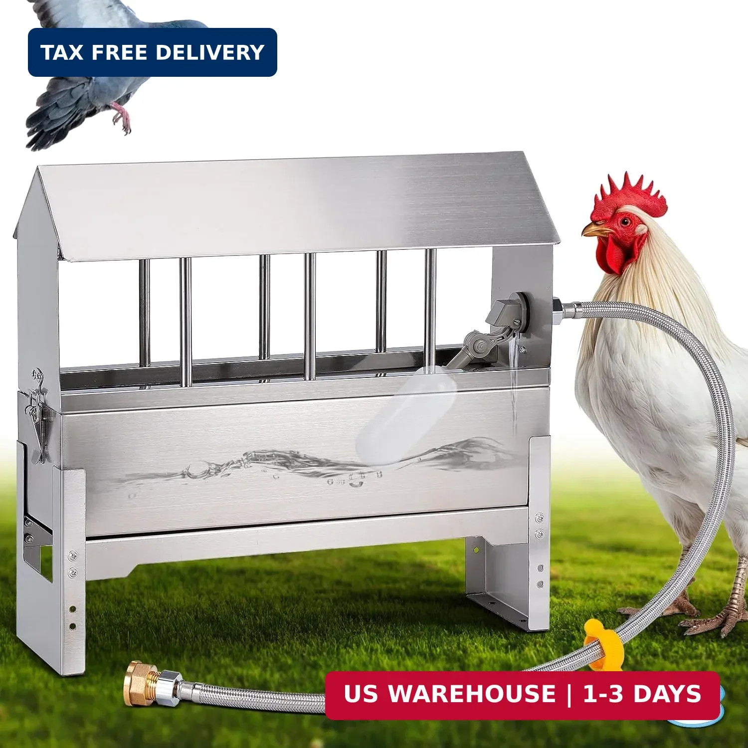 Automatic Chicken Waterer Metal Chicken Water Feeder Stainless Large Chicken Wat