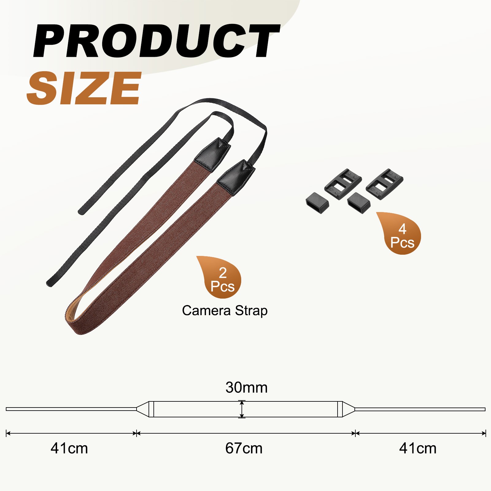 Camera Strap, 2Pcs 1.2" Width Nylon Adjustable Neck Shoulder Strap, Dark Brown