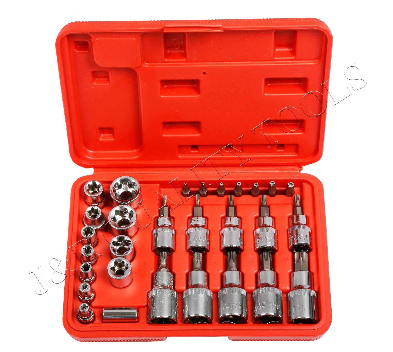 30PC MALE TAMPER PROOF STAR BIT AND FEMALE E SOCKET SET TORX DRIVER BITS TOOL