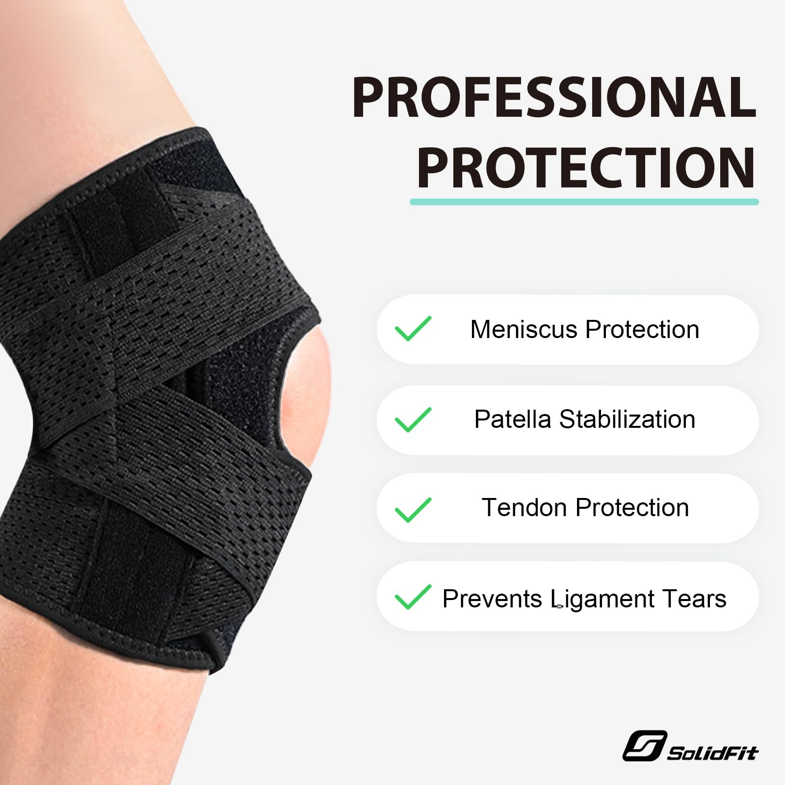 Knee Brace with Side Stabilizers for Meniscus Tear, Adjustable Knee Wrap for ...