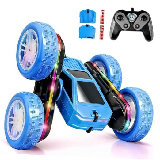 Remote Control Car, Rc Cars Stunt, RC Crawler Toys 4WD 360° Rotating with Blue