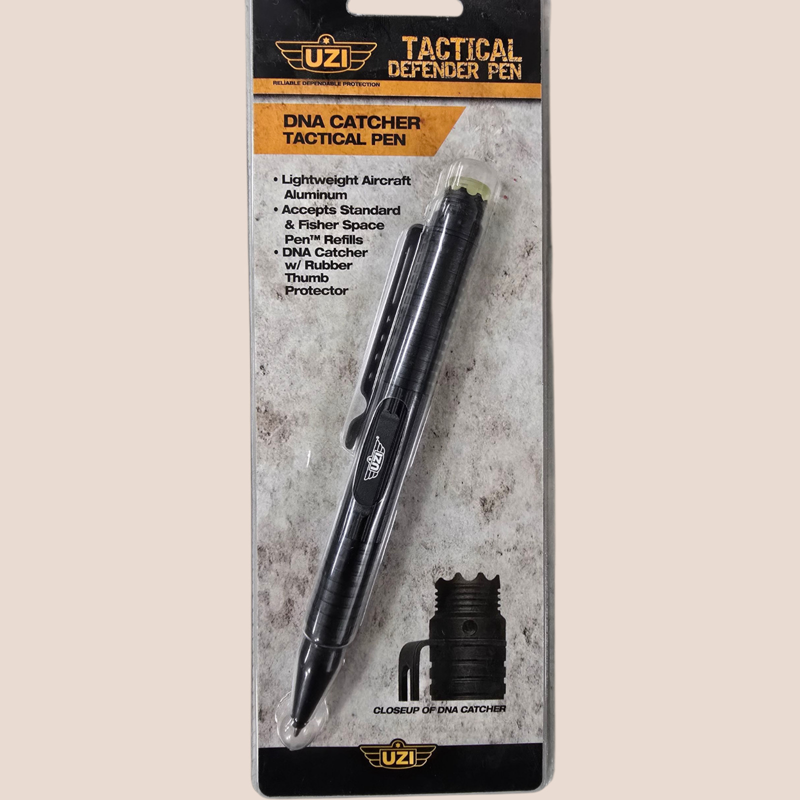 UZI Tactical Defender Pen Black DNA Catcher Glass Breaker EDC Ballpoint Writing