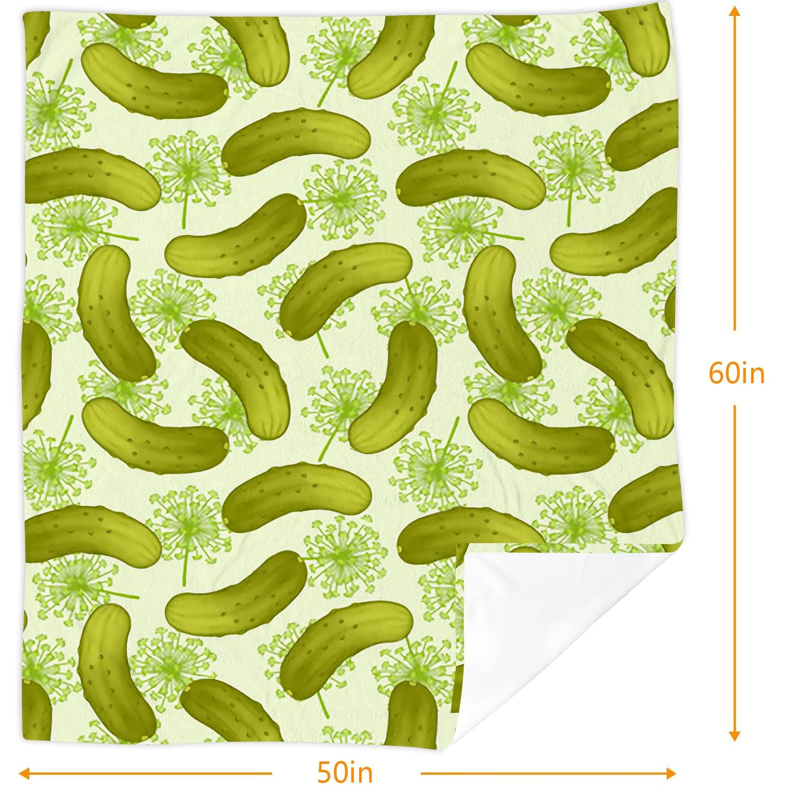 Dill Pickles Throw Blanket Soft Warm Cozy Lightweight Decorative Blanket for ...