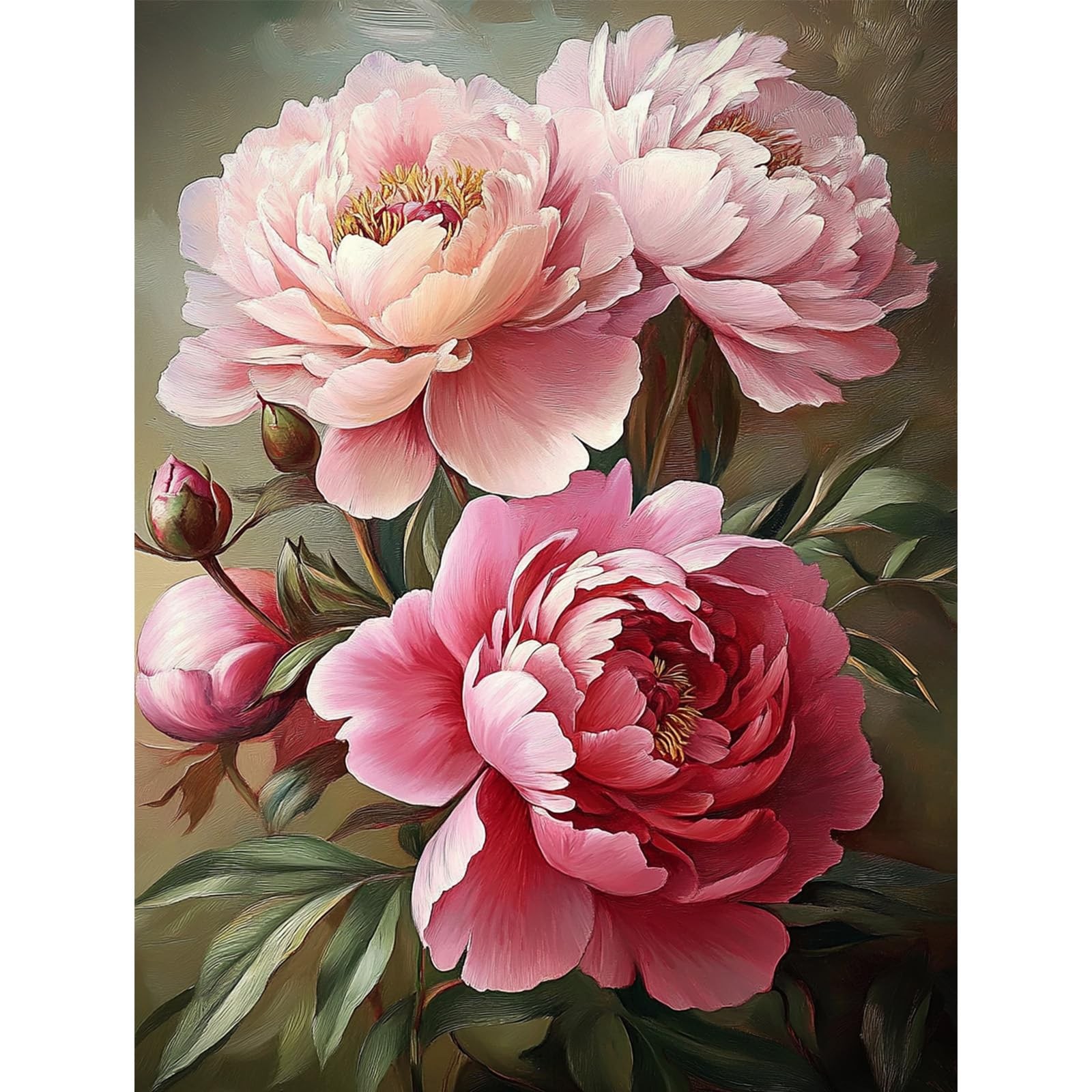 Flowers Diamond Art Kits for Adults, Peony Diamond Painting Kits for Beginners,