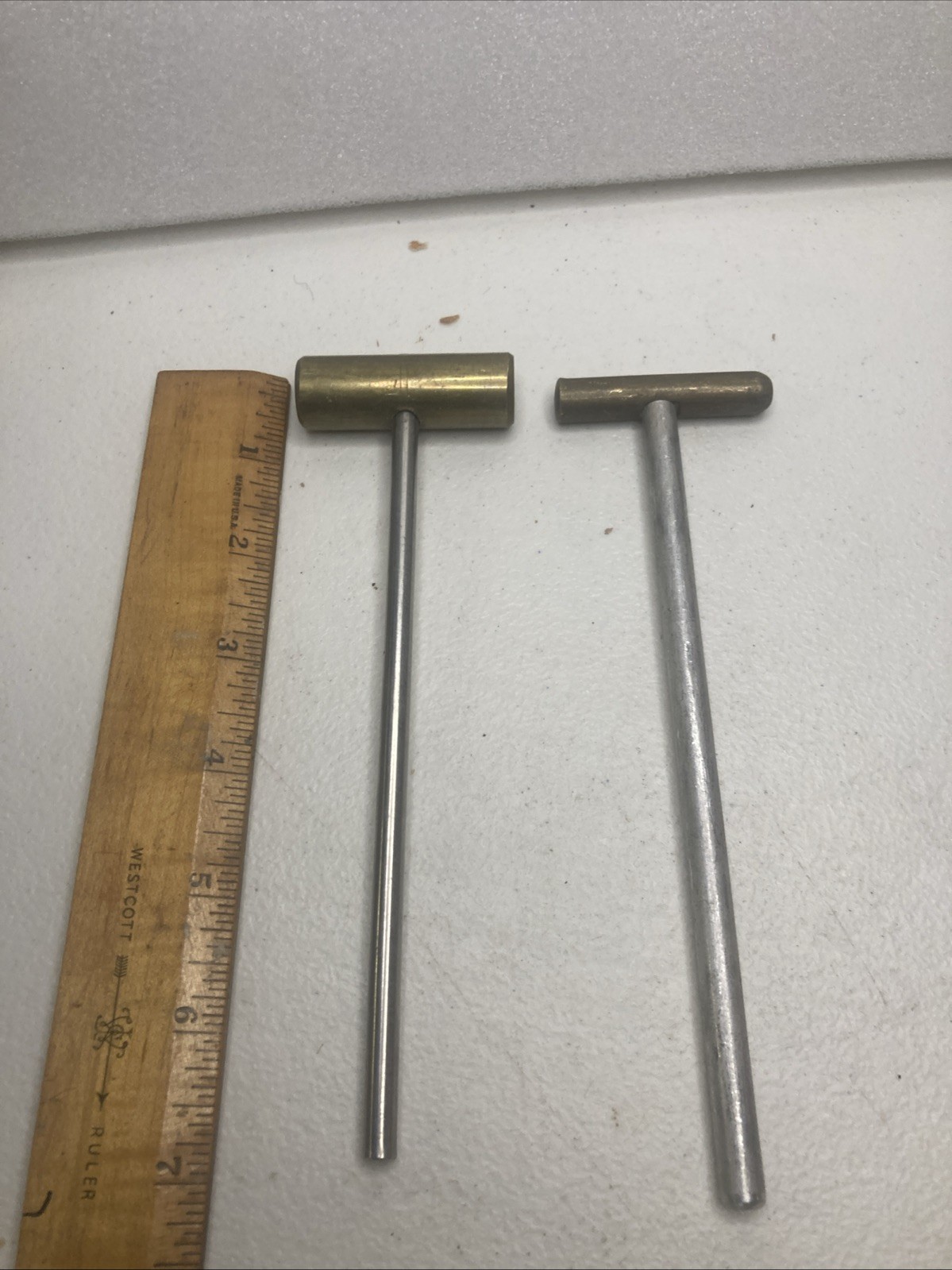 Vintage Brass Hammers 5oz & 2oz (2) Pcs 6.75” Long 2” Wide. I
