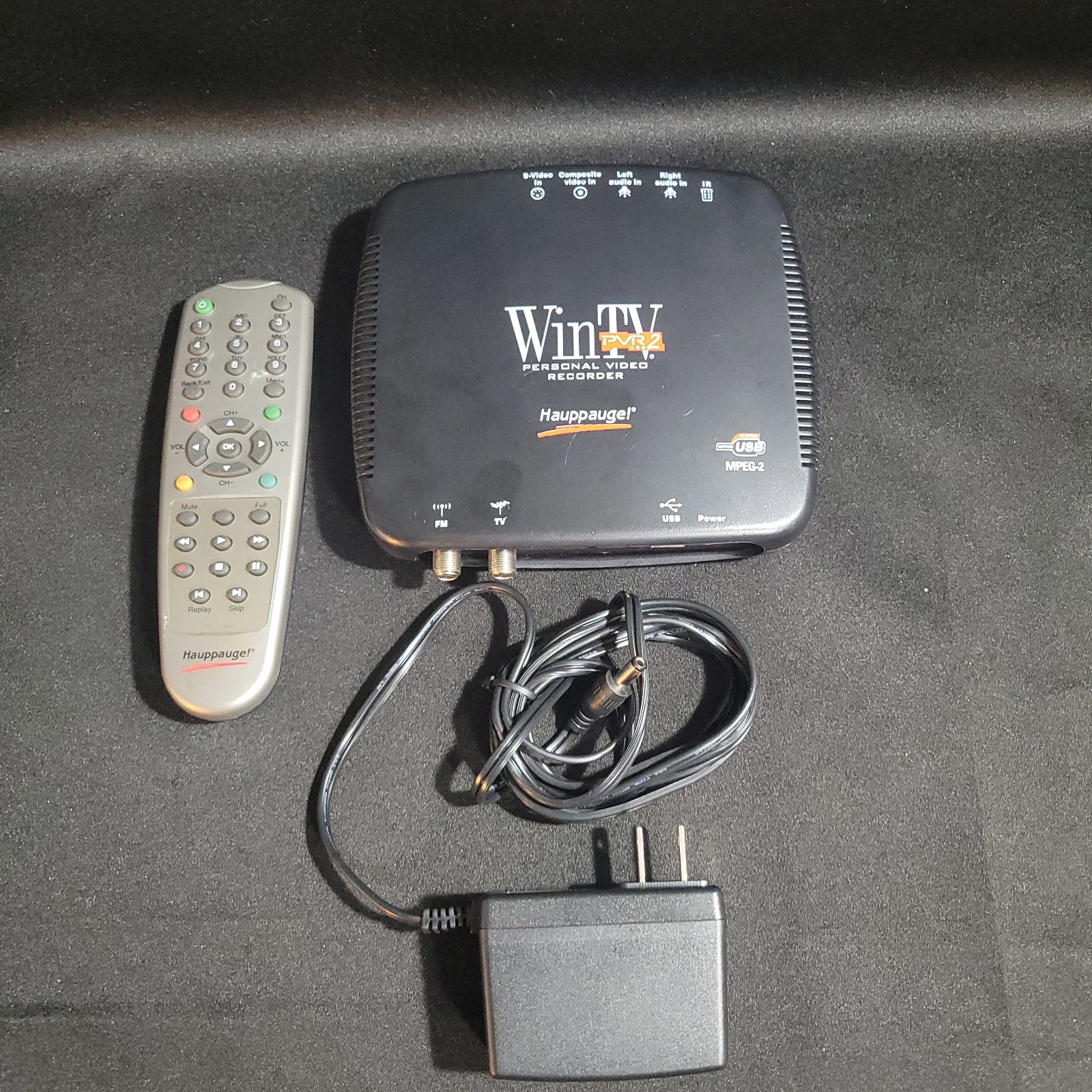 HAUPPAUGE WinTV PVR2 USB2 PERSONAL VIDEO RECORDER DVD REMOTE POWER CORD UNTESTED