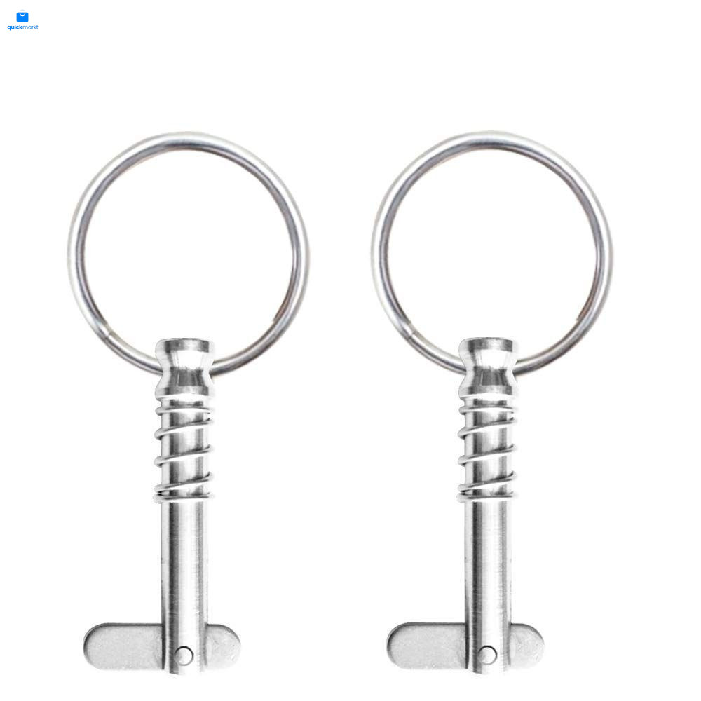 2 Pcs Quick Release Pin 1/4" Diameter w/ Drop Cam & Spring, Overall Sliver