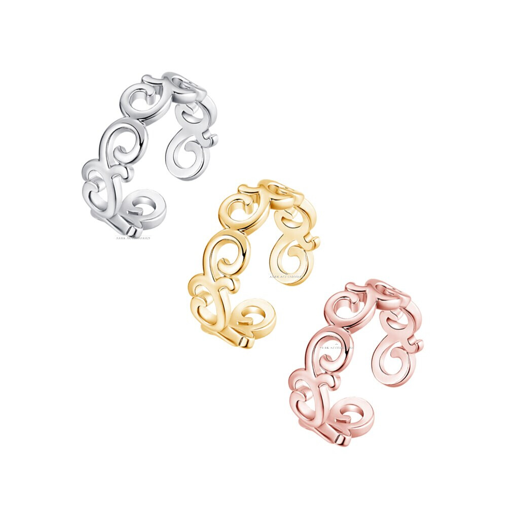 Toe Ring Love Knot Adjustable Midi Finger Knuckle Thumb Stacking Ring Band