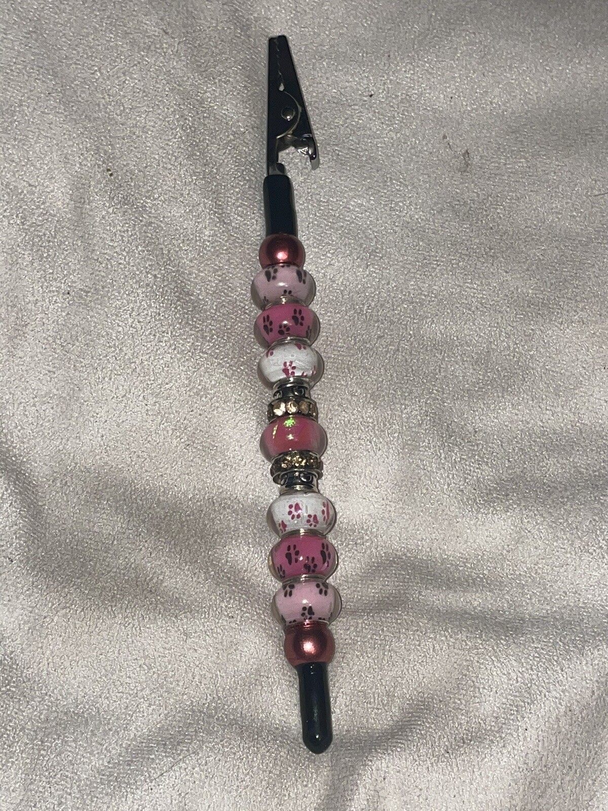 BRACELET HELPER 6" handmade Beaded pink Dog Cat Foot Print ￼beads
