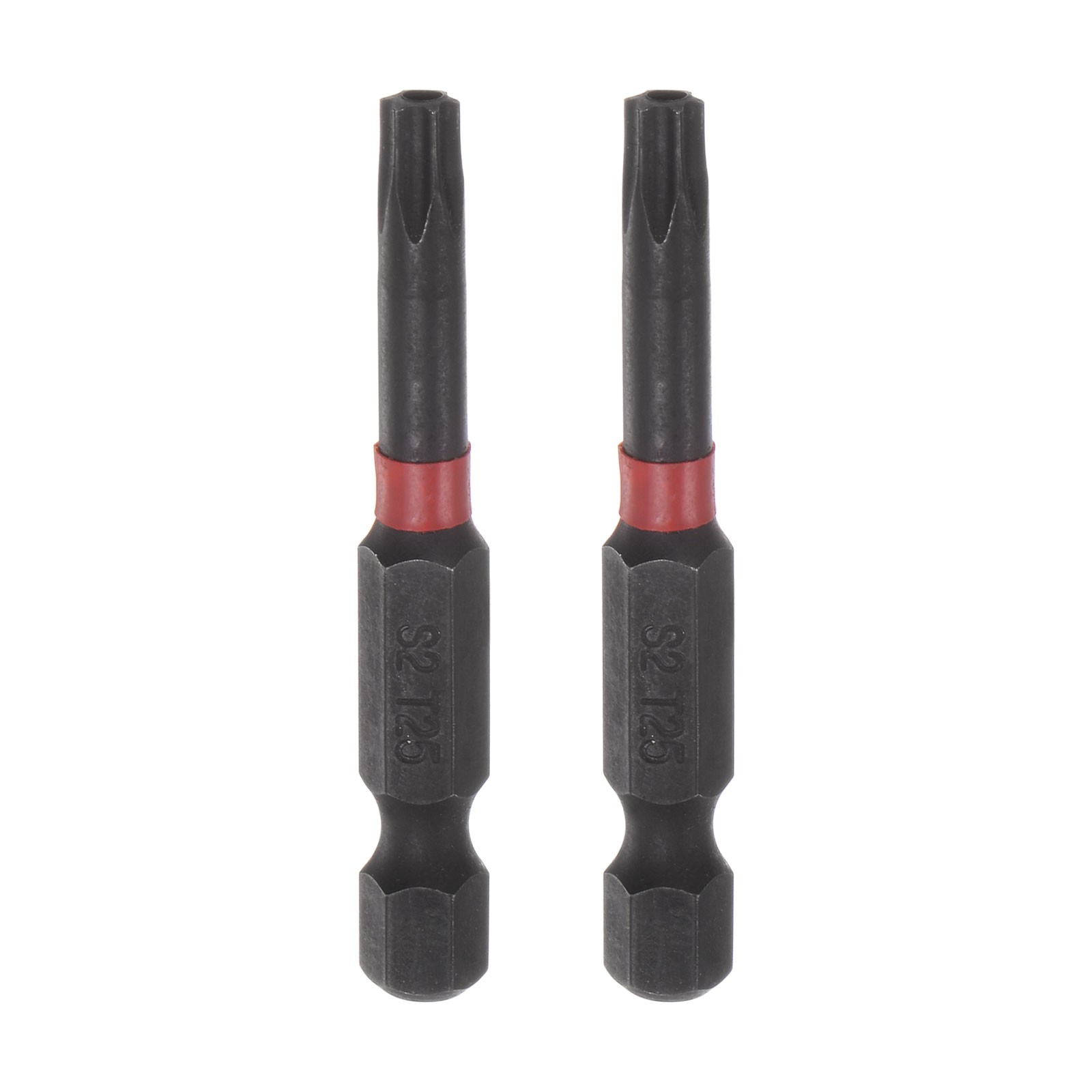 2pcs T25 Magnetic Security Impact Torx Screwdriver Bit 1/4" Hex Shank 2" Length