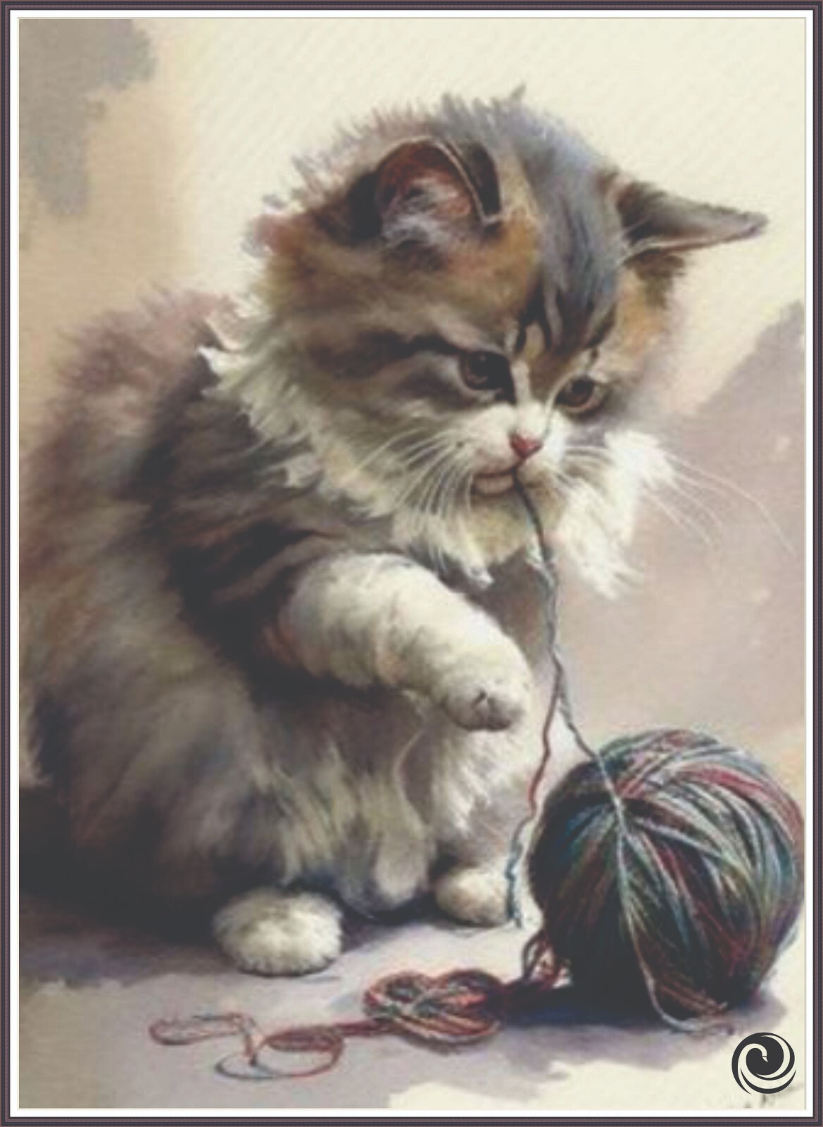 Cat with Ball of Yarn 1396 Chart Counted Cross Stitch Pattern