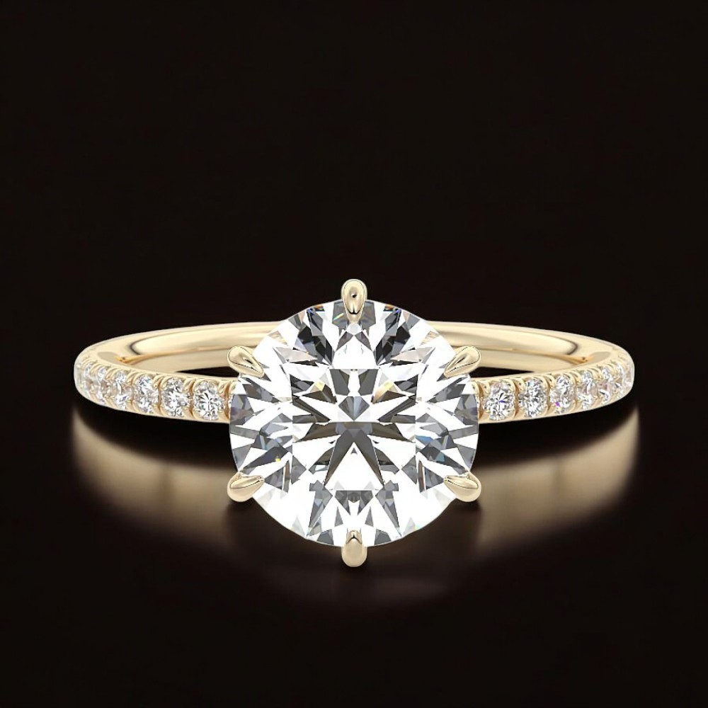 Wedding Ring Semi Mount Women 0.35 Ct Round Cut Diamond Setting 14k Yellow Gold