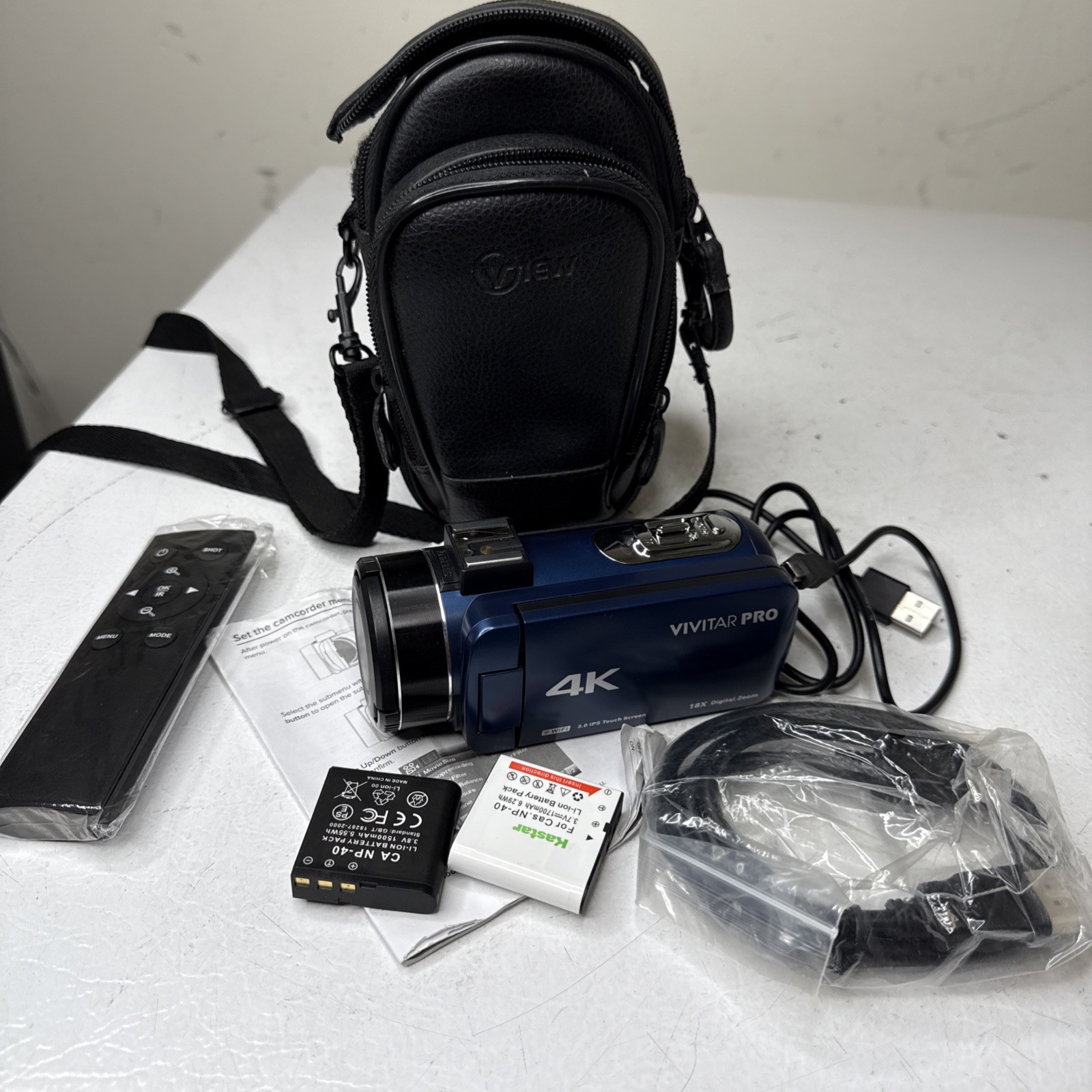Vivitar PRO DVR4K 3in IPS Touch Screen 4K UHD Camcorder Blue USED