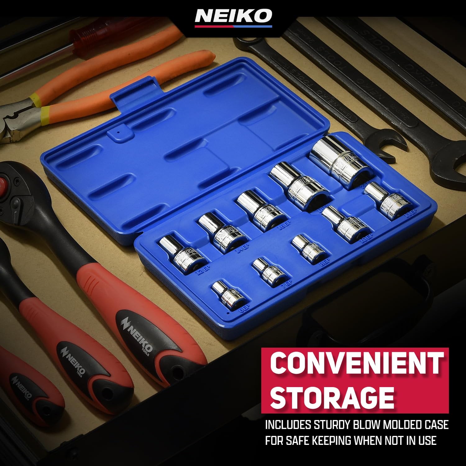 Neiko 04300A E-Torx Socket Set, 14 Piece, External Torx (14pcs)