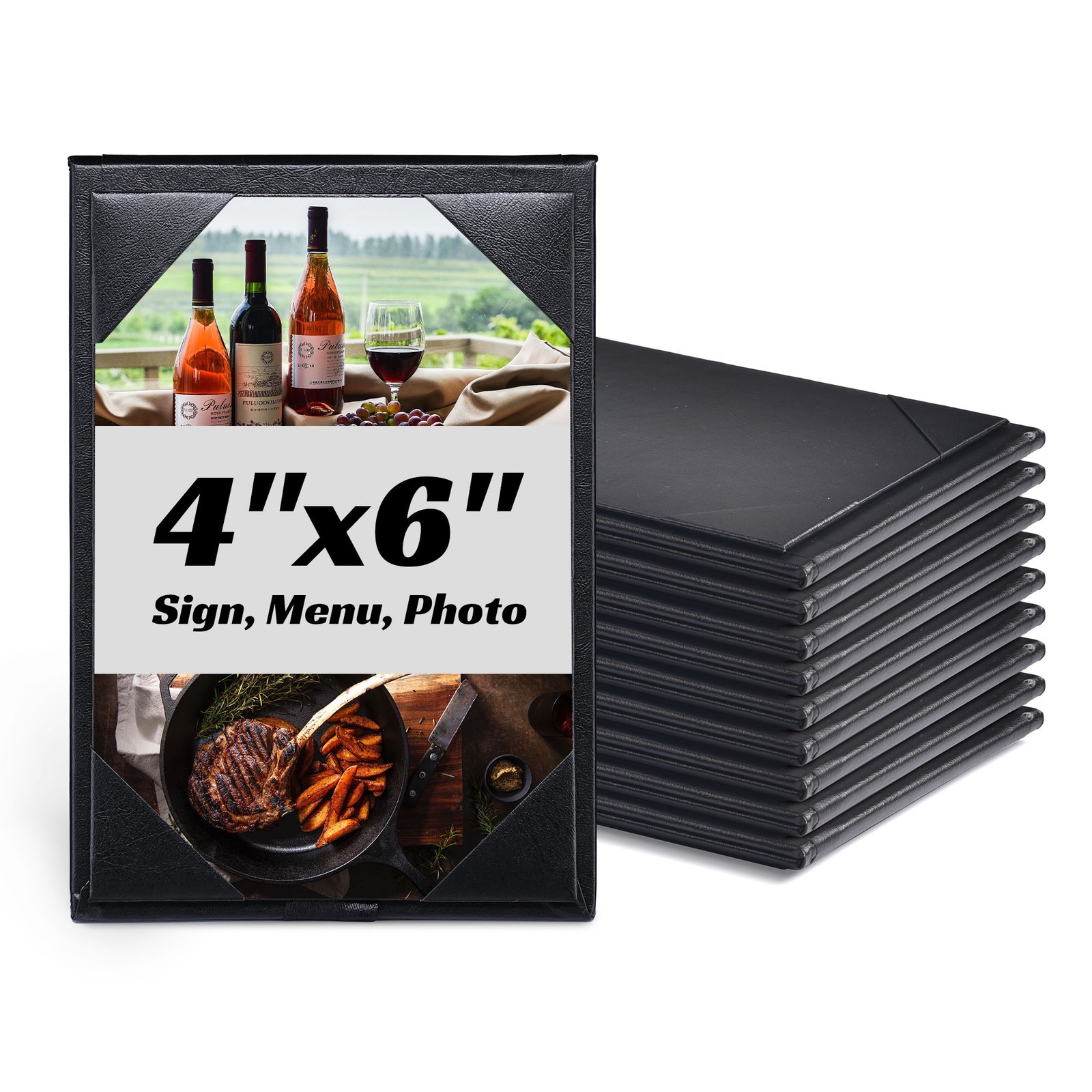 WeChef 10PCS 4"x6" Restaurant Double-sided Table Tent Holder Menu A-Frame Black