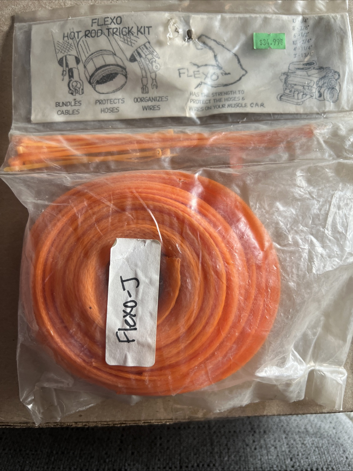 FLEXO Expandable Braided Sleeving Wire Cable Sleeve Orange 10ft 3/4”