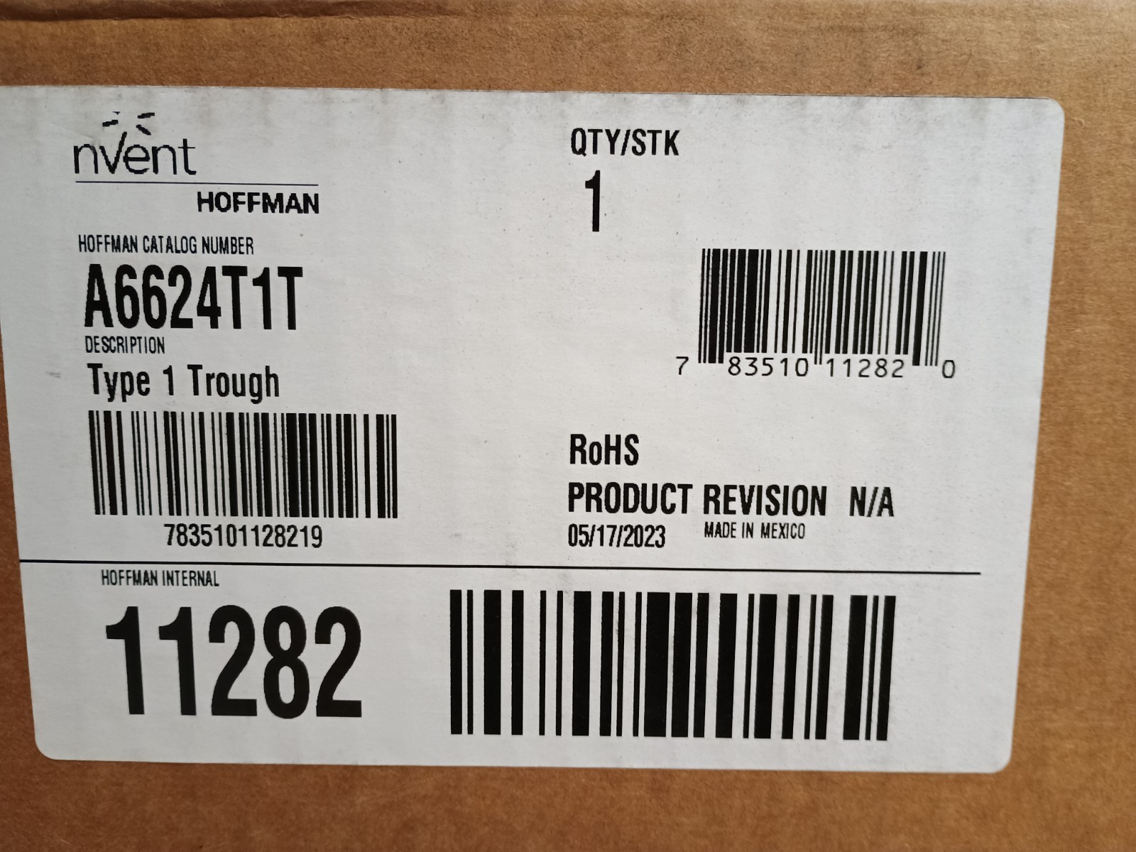 Hoffman nVent A6624T1T Type 1 Wiring Trough, 6x6x24" with Cover, Steel