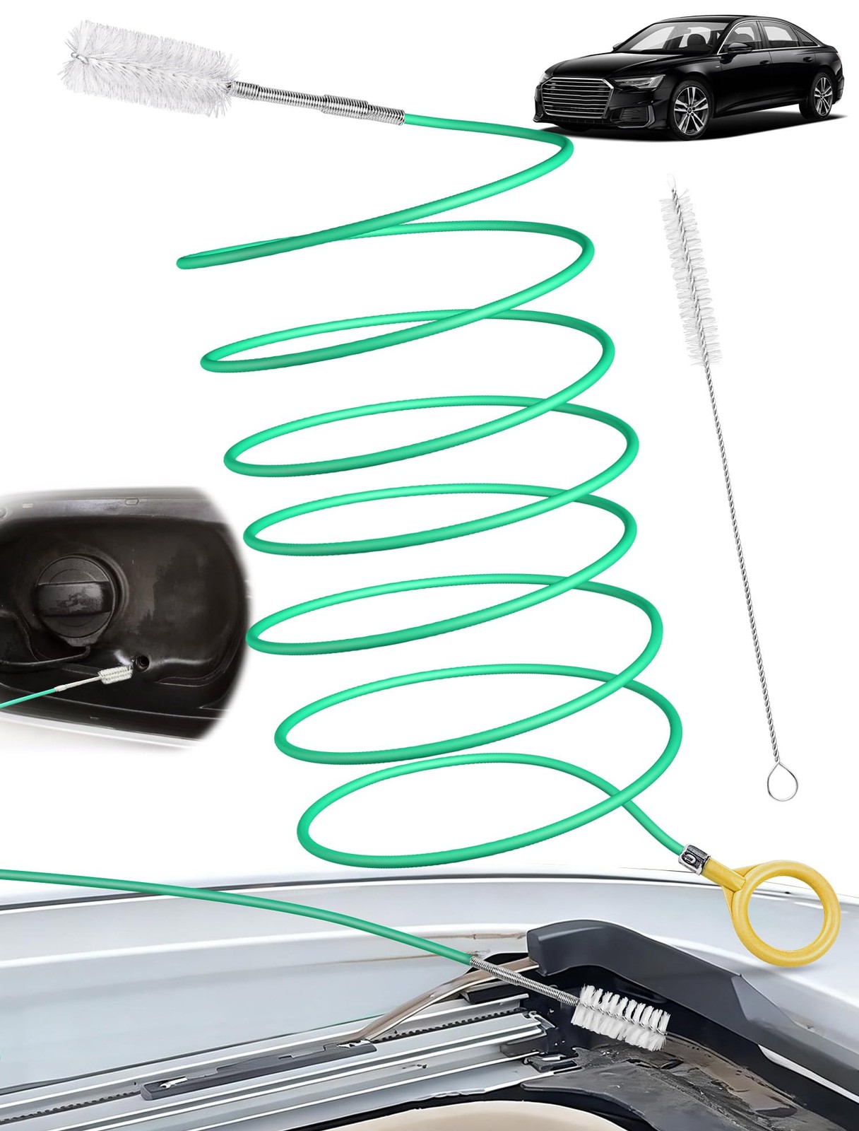 Upgraded Auto Sunroof Drain Cleaning Tool, 120 Inch Long Flexible Drain Brush Pi