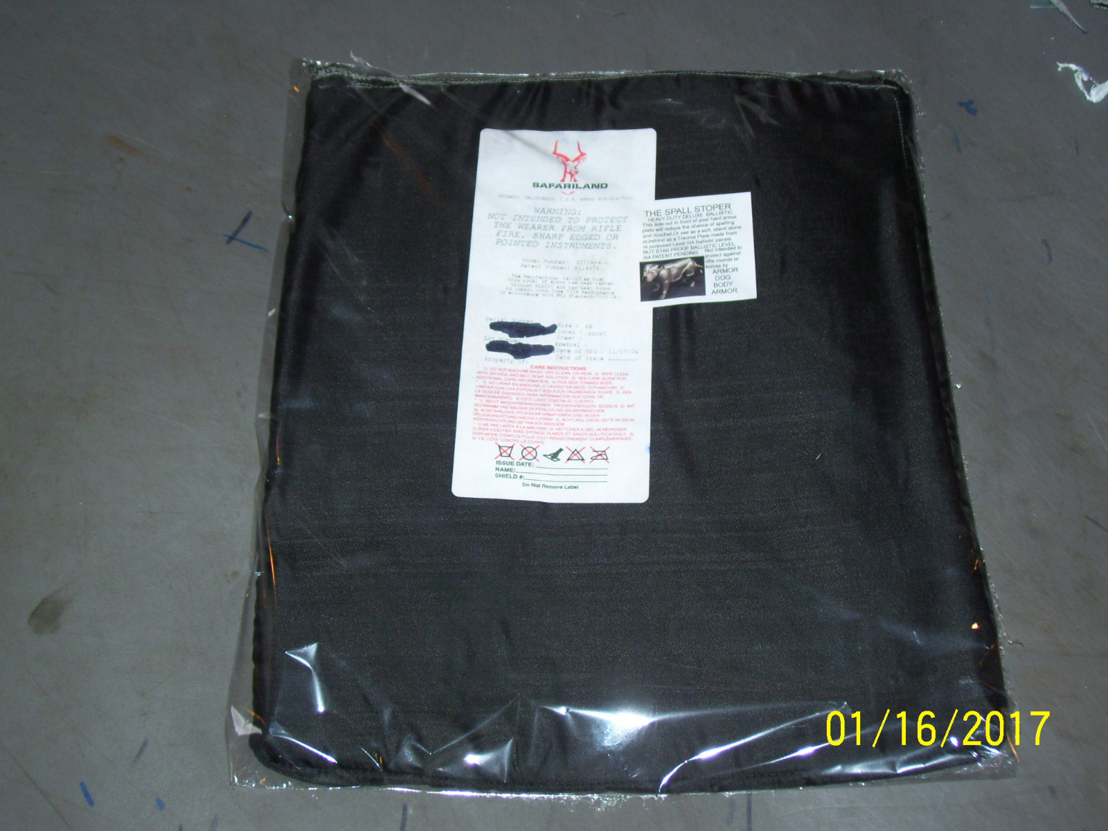 2 Pc BULLETPROOF, BACK PACK INSERT 1 Trauma Plate Level IIIA 11"X14" Body Armor