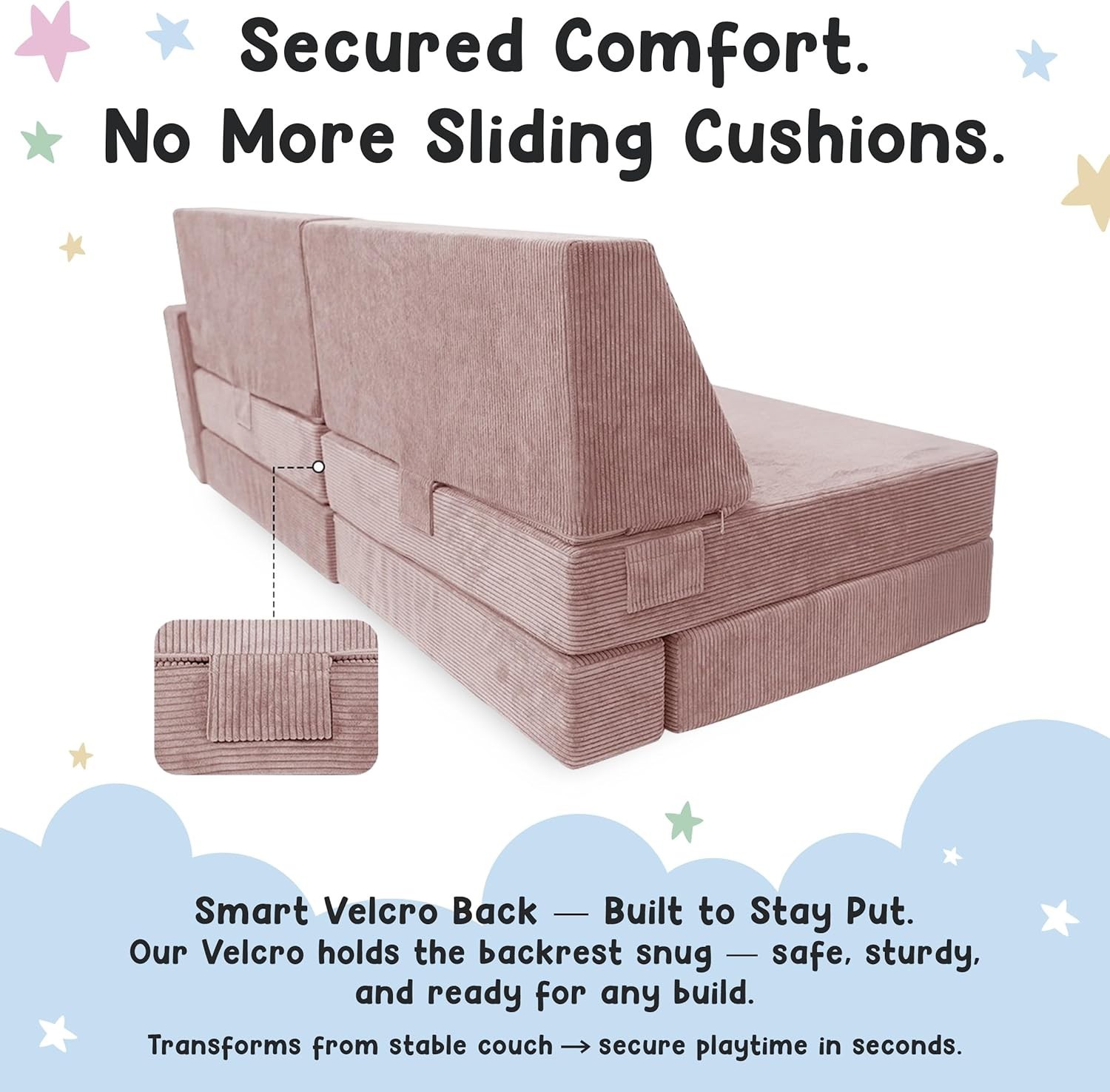 12Pcs Modular Kids Play Couch Soft & Durable Toddler Couch w/ CertiPUR US Foam