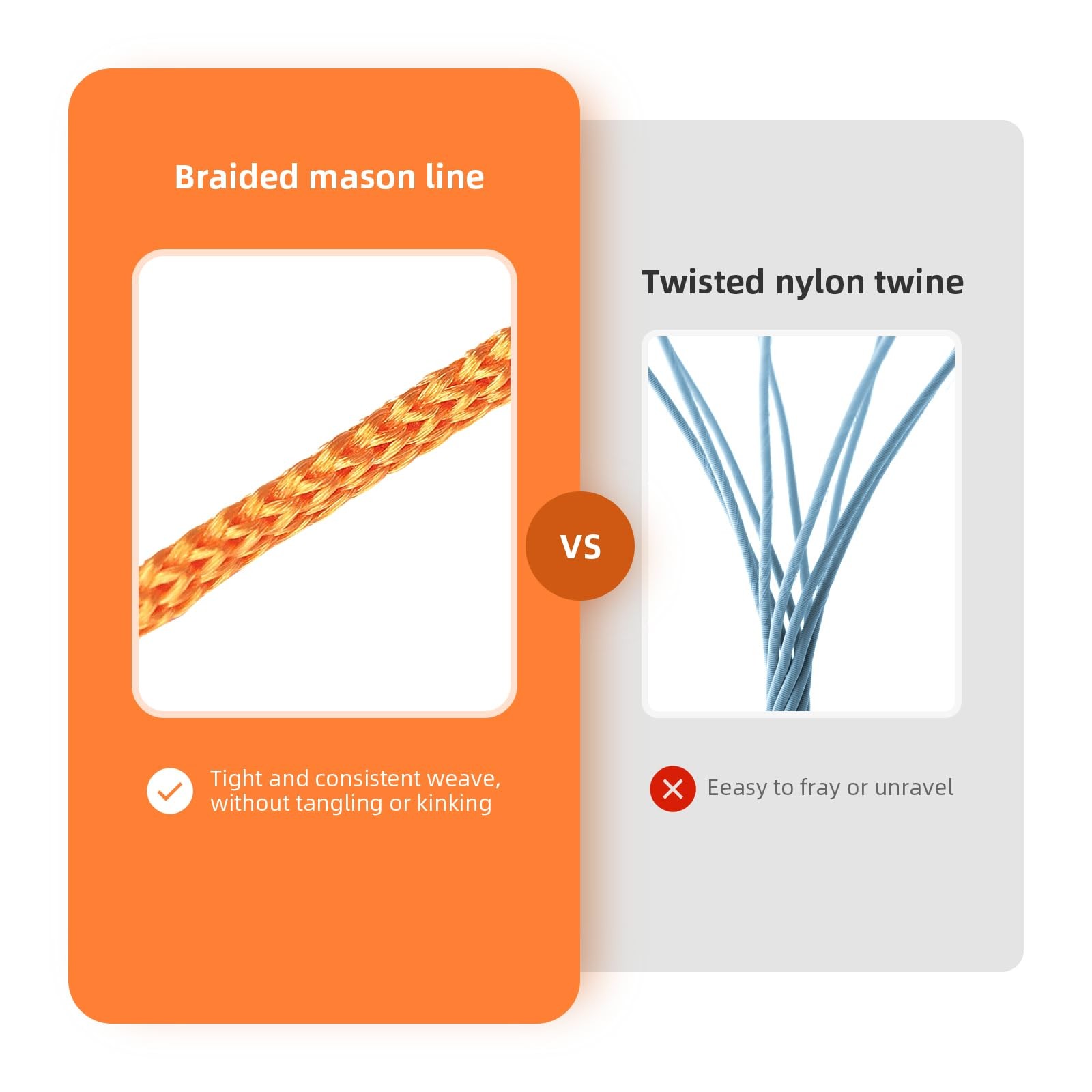 White Mason Line 300 Feet #18 Braided Nylon Twine for Masonry, Construction