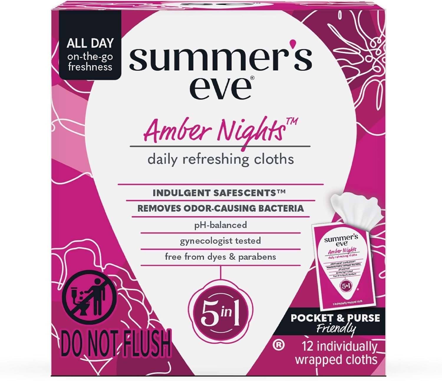 Amber Nights Feminine Wipes, with Gentle Ph-Balanced Formula Designed