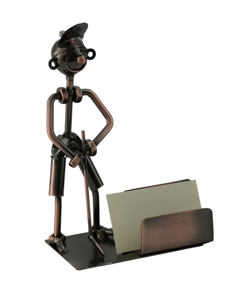 Golfer Putting Metal Business Cardholder Desk Organizer