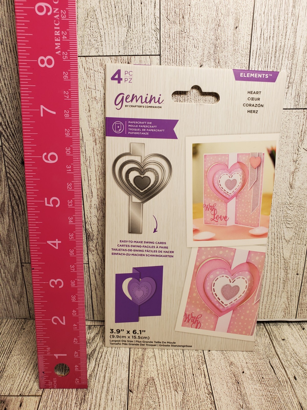 CC1 Crafter's Companion Gemini Elements Heart Swing Card die set New
