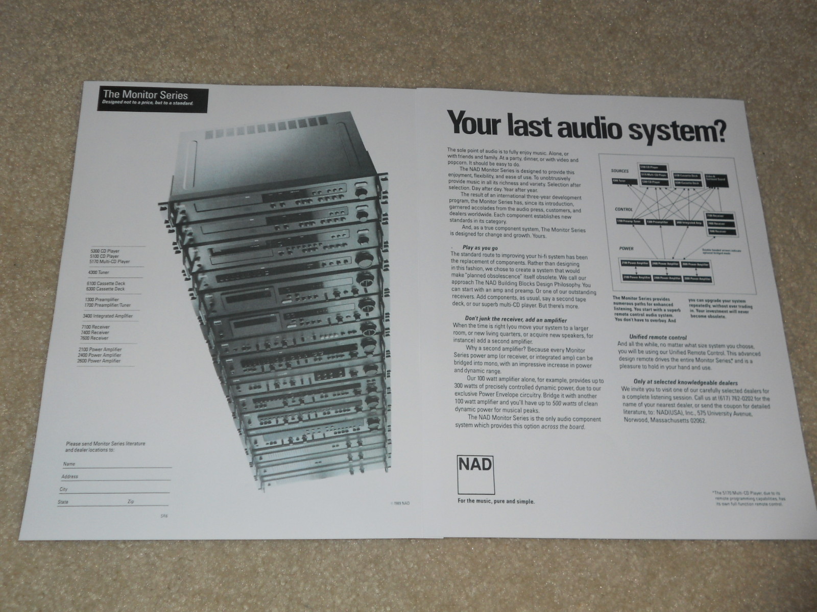 NAD 1989 System Ad, Entire 1989 Line, 2600,2400,2100,7600,7400,7100,1700,1300