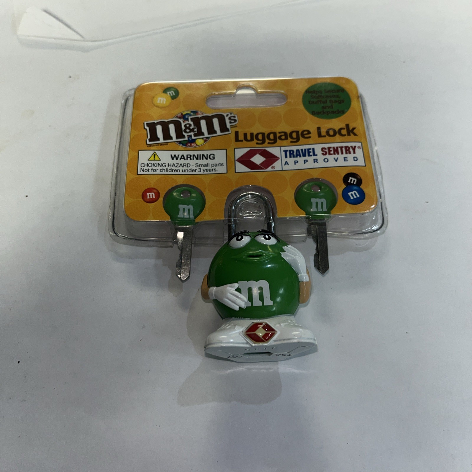M&M's Green Candy Luggage Lock W/ 2 Keys Sealed World Character Suitcase M&M