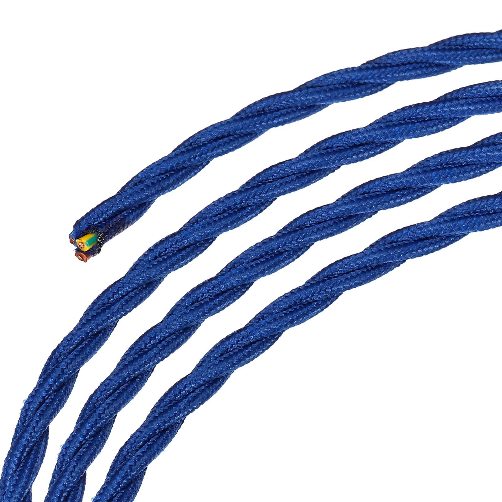 Twisted Cloth Covered Wire 3 Core 18AWG 3.0m/9.84ft,Electrical Cable,Blue