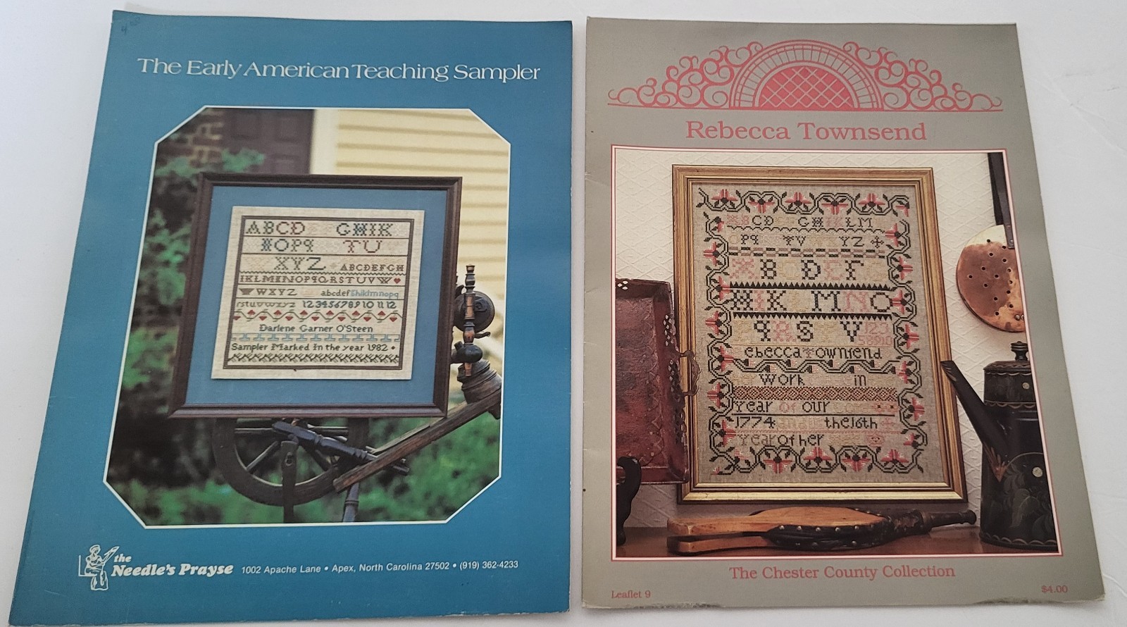 PR EARLY AMERICAN SCHOOLGIRL TEACHING SAMPLER NEEDLEWORK PATTERNS 1980s EXC