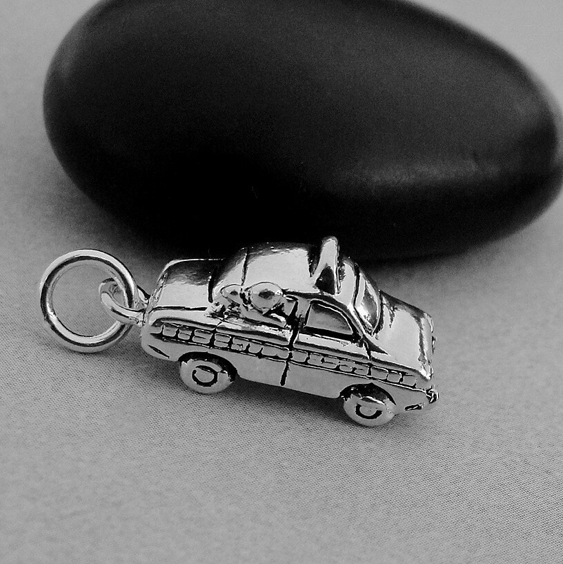 Silver Taxi Charm - Cab Uber Driver Charm - NYC Taxi Charm Pendant Jewelry