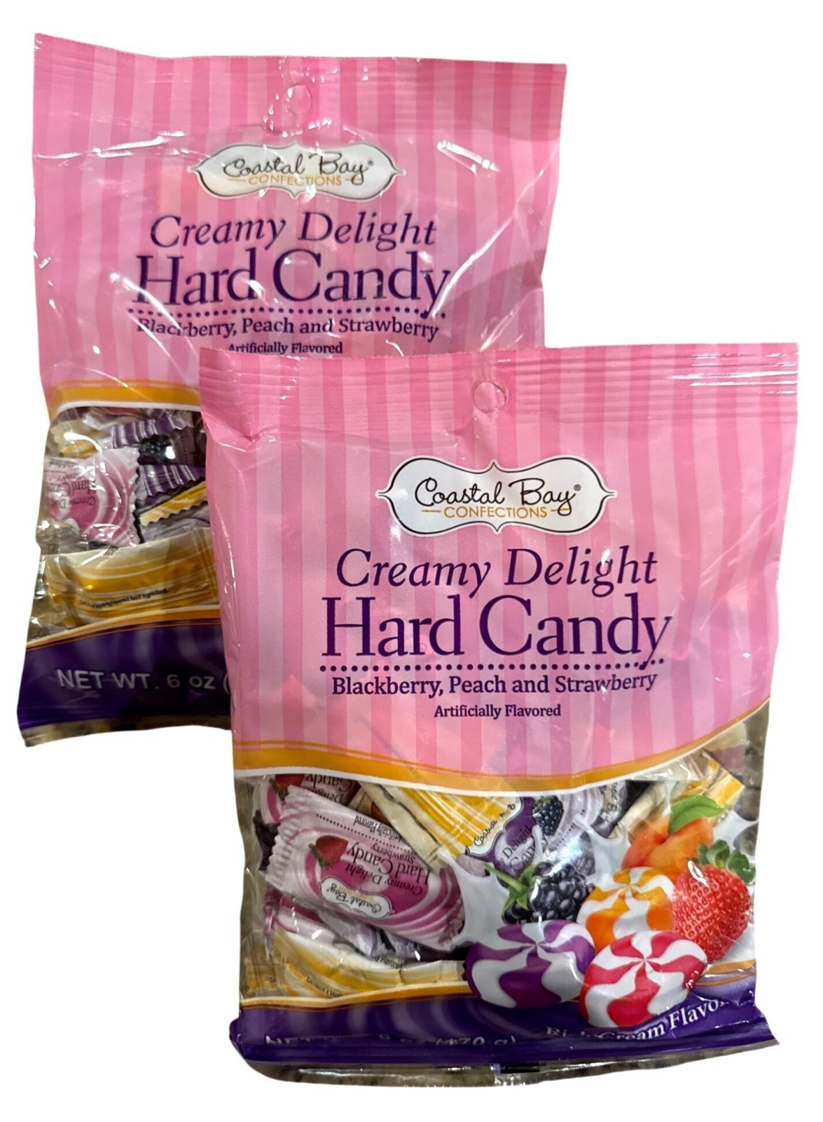 2pc Set 6oz per Bag COASTAL BAY CONFECTIONS Hard Candy Blackberry CREAMY DELIGHT