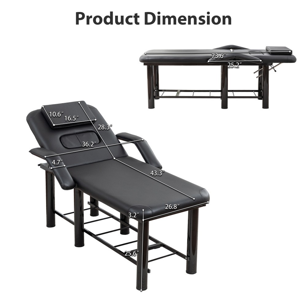 Massage Table Bed Spa Bed with Removable Headrest & Breast Cushions, Armrests