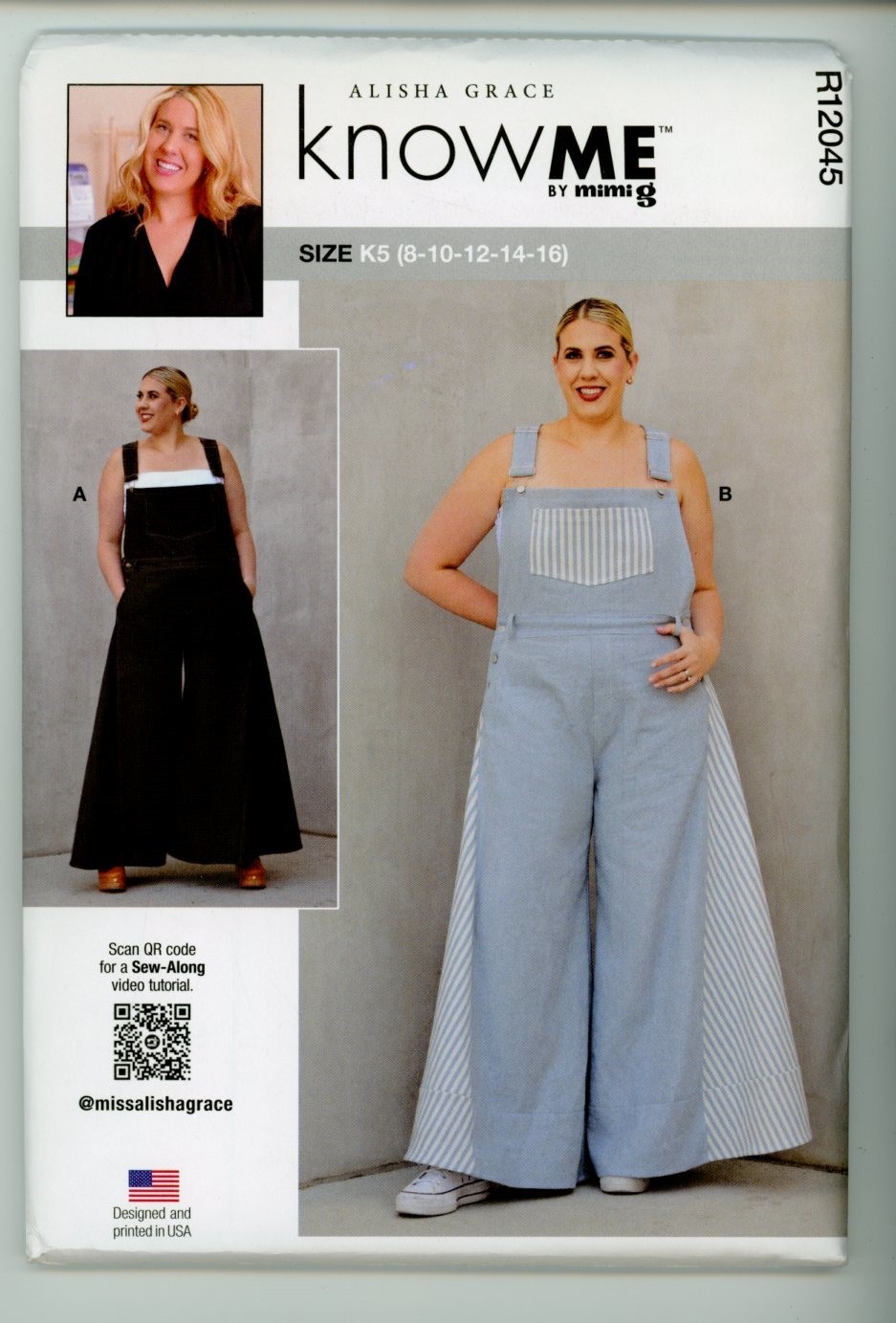 KNOW ME SEW PATTERN # R12045 SIZE K5 (8-16) MISSES OVERALLS